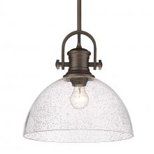  3118-L RBZ-SD - Hines 1-Light Pendant in Rubbed Bronze with Seeded Glass